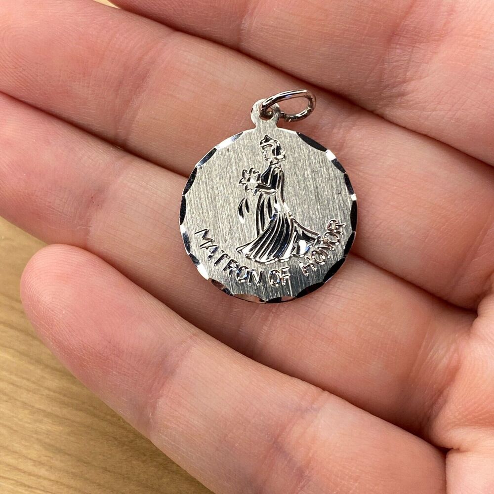 Vintage Elco 925 Sterling Silver "Matron of Honor" Pendant Bracelet Charm